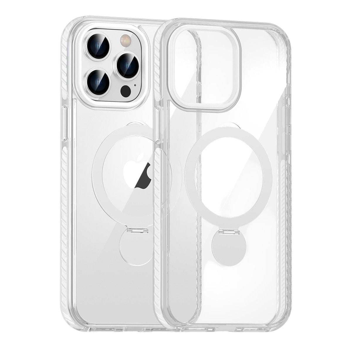 Skal Magsafe till iPhone 14 Pro Max - Transparent vit med ringstativ image 1