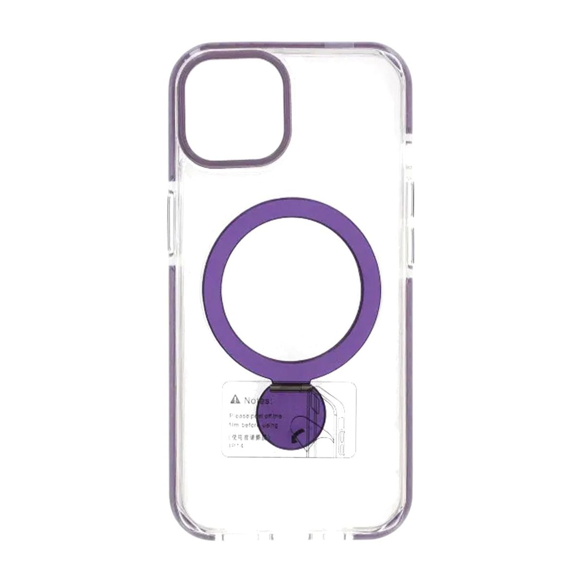 Skal Magsafe till iPhone 15 - Transparent lila med ringstativ image 2