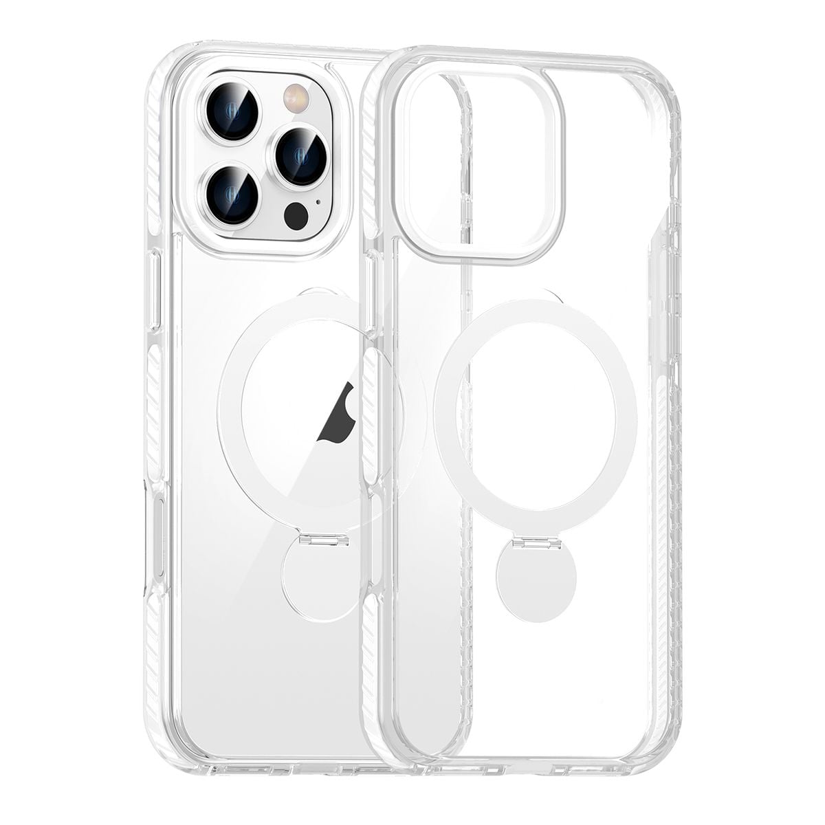 Skal Magsafe till iPhone 16 Pro Max - Transparent vit med ringstativ image 1