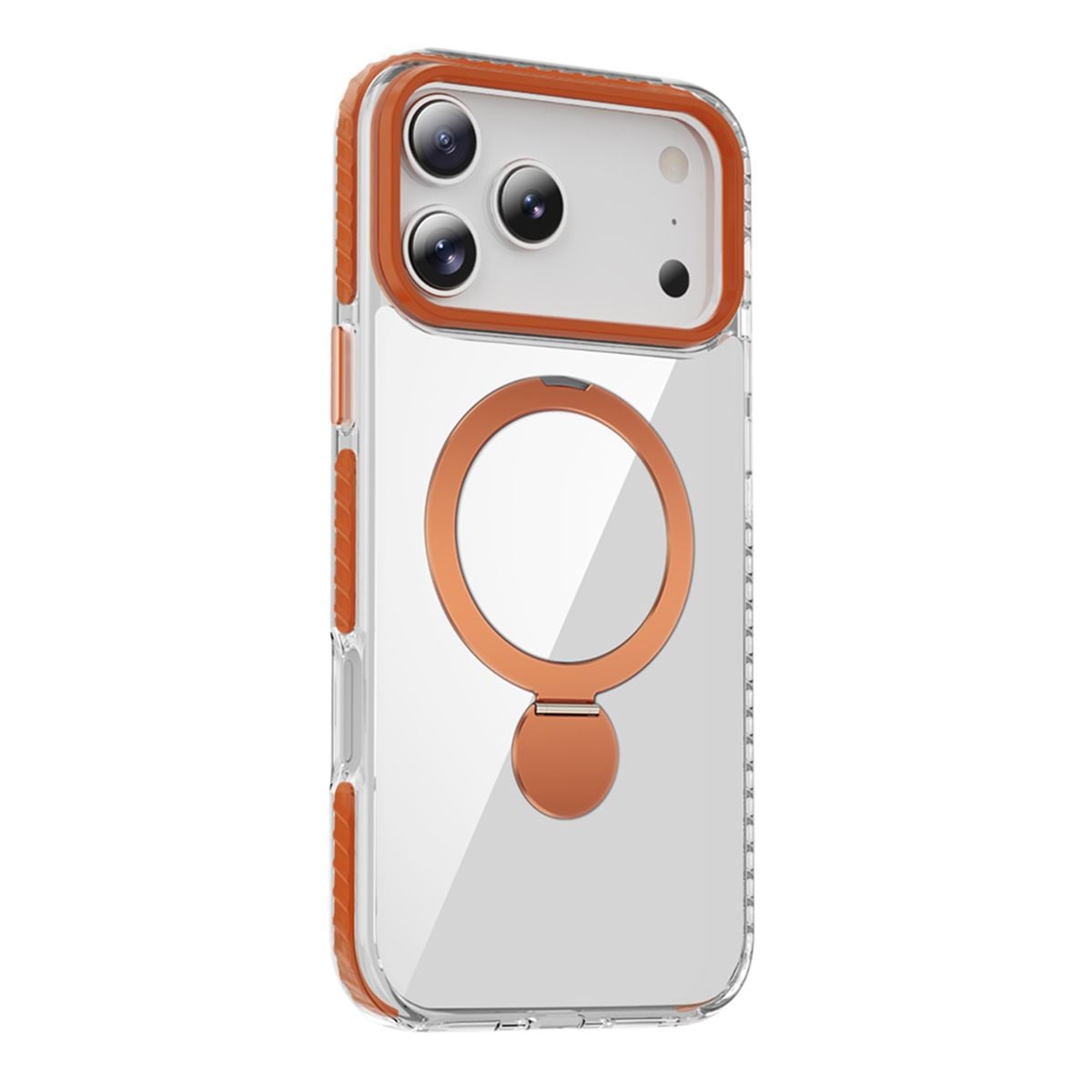 Skal Magsafe till iPhone 17 Pro Max - Transparent orange med ringstativ image 1