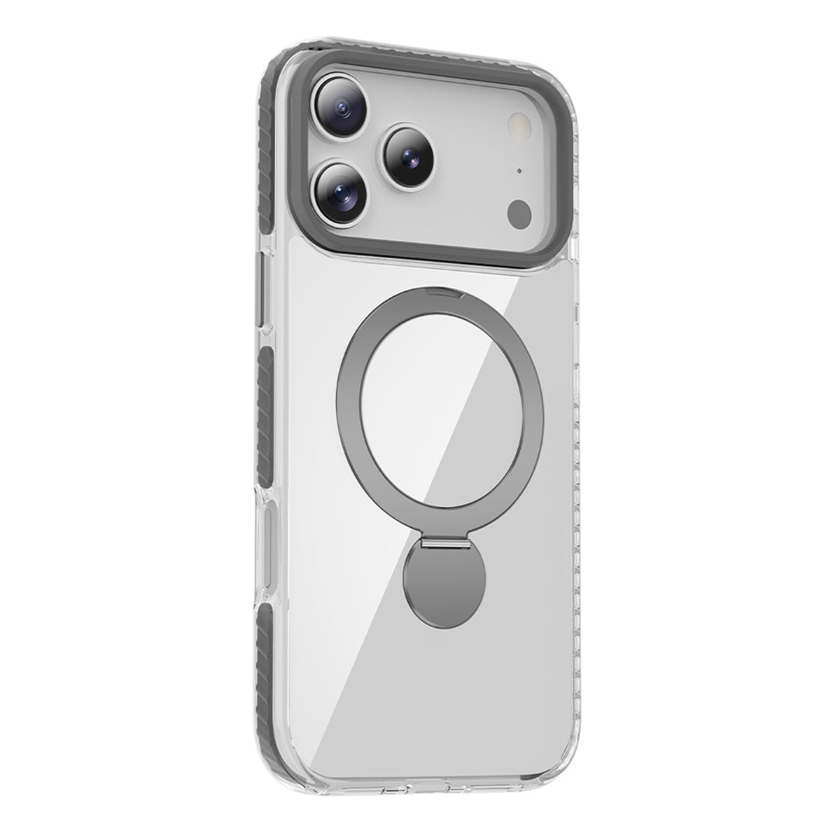 Skal Magsafe till iPhone 17 Pro Max - Transparent grå med ringstativ image 1