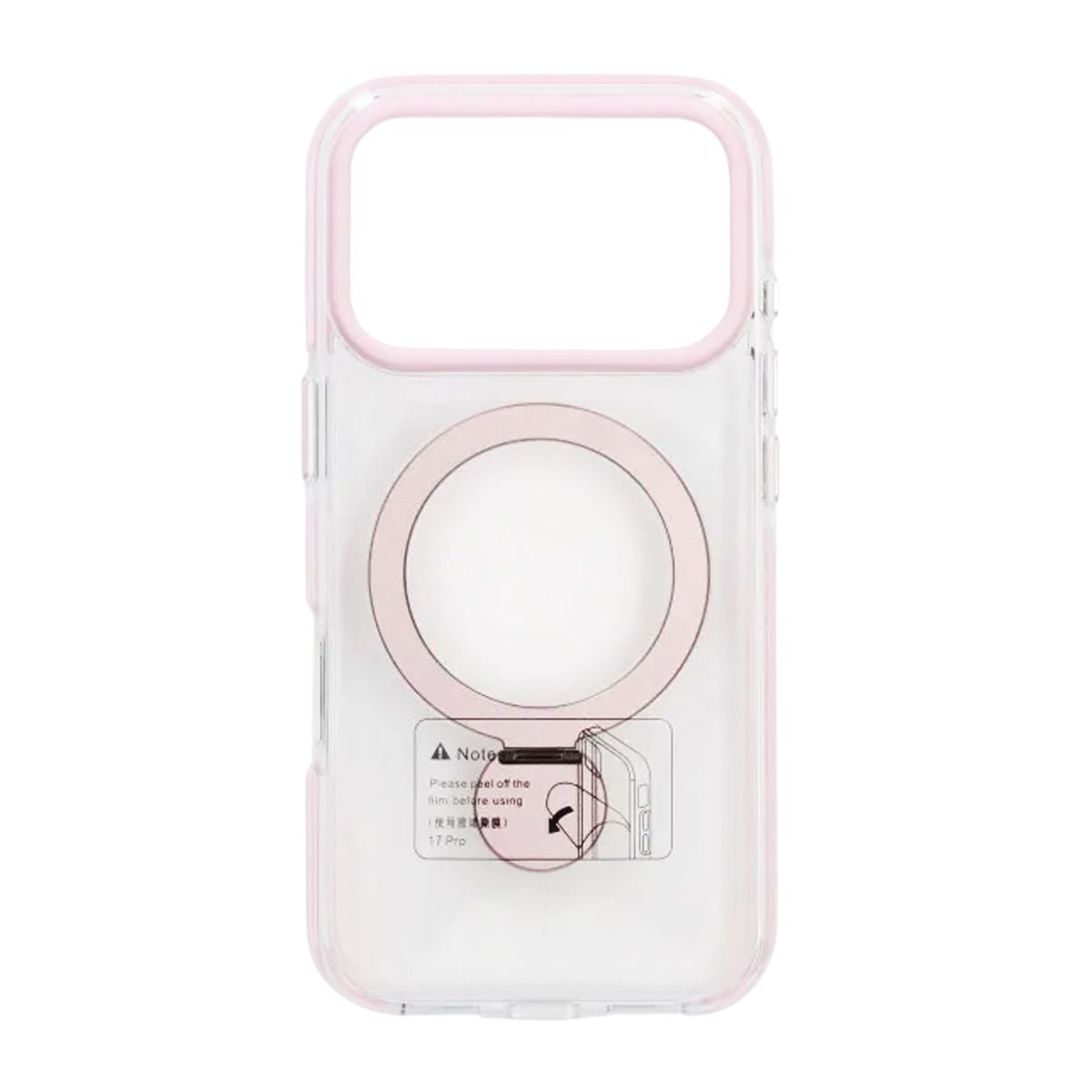 Skal Magsafe till iPhone 17 Pro Max - Transparent rosa med ringstativ image 2