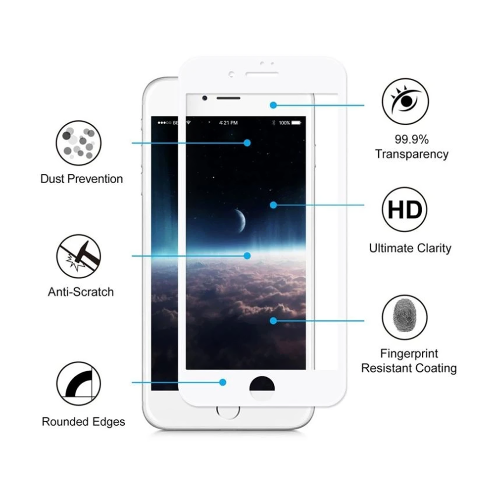 Skärmskydd Privacy iPhone 7/8/SE 2020 - 3D Härdat Glas Vit (bulk) image 2