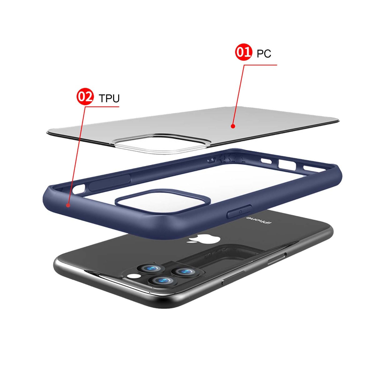 Stöttåligt Mobilskal iPhone 11 Pro Max - Blå/Transparent image 4