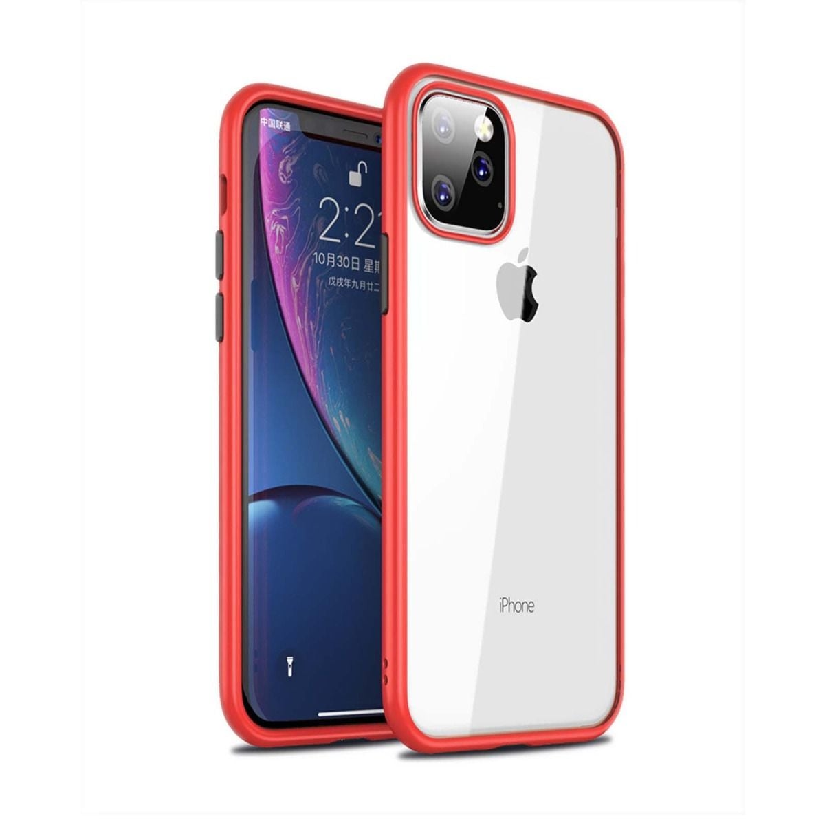 Stöttåligt Mobilskal iPhone 11 Pro Max - Röd/Transparent/Svart image 4
