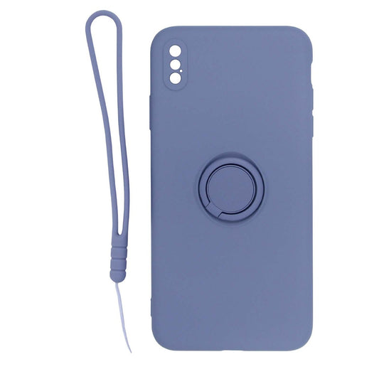 iPhone X/XS Silikonskal med Ringhållare och Handrem - Grå image 1