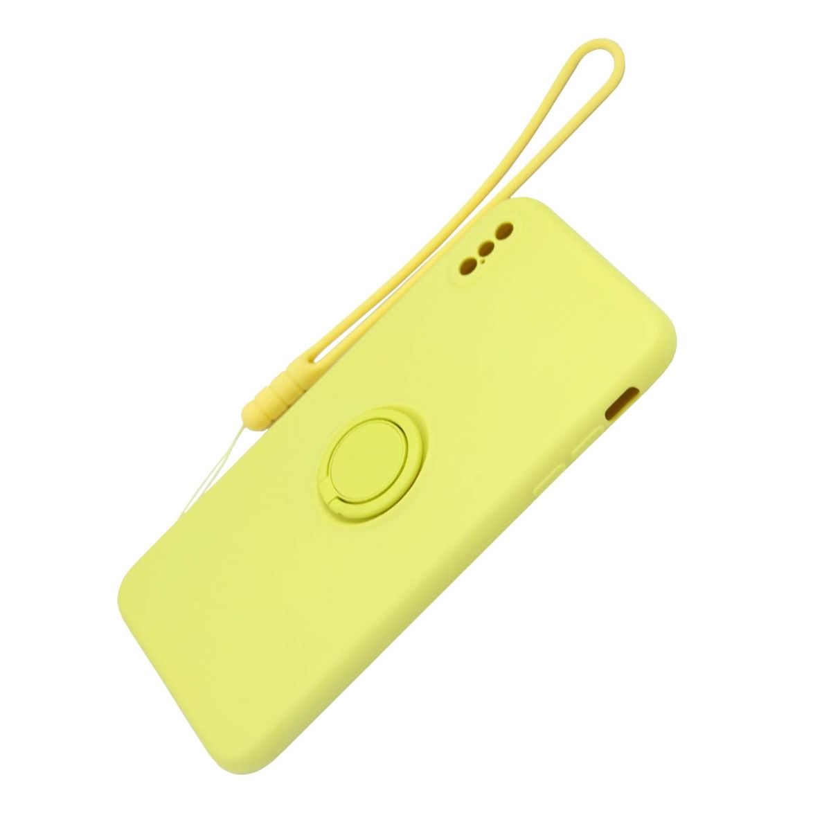 iPhone XS Max Silikonskal med Ringhållare och Handrem - Gul image 4