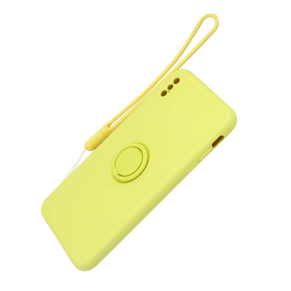 iPhone XS Max Silikonskal med Ringhållare och Handrem - Gul image 4
