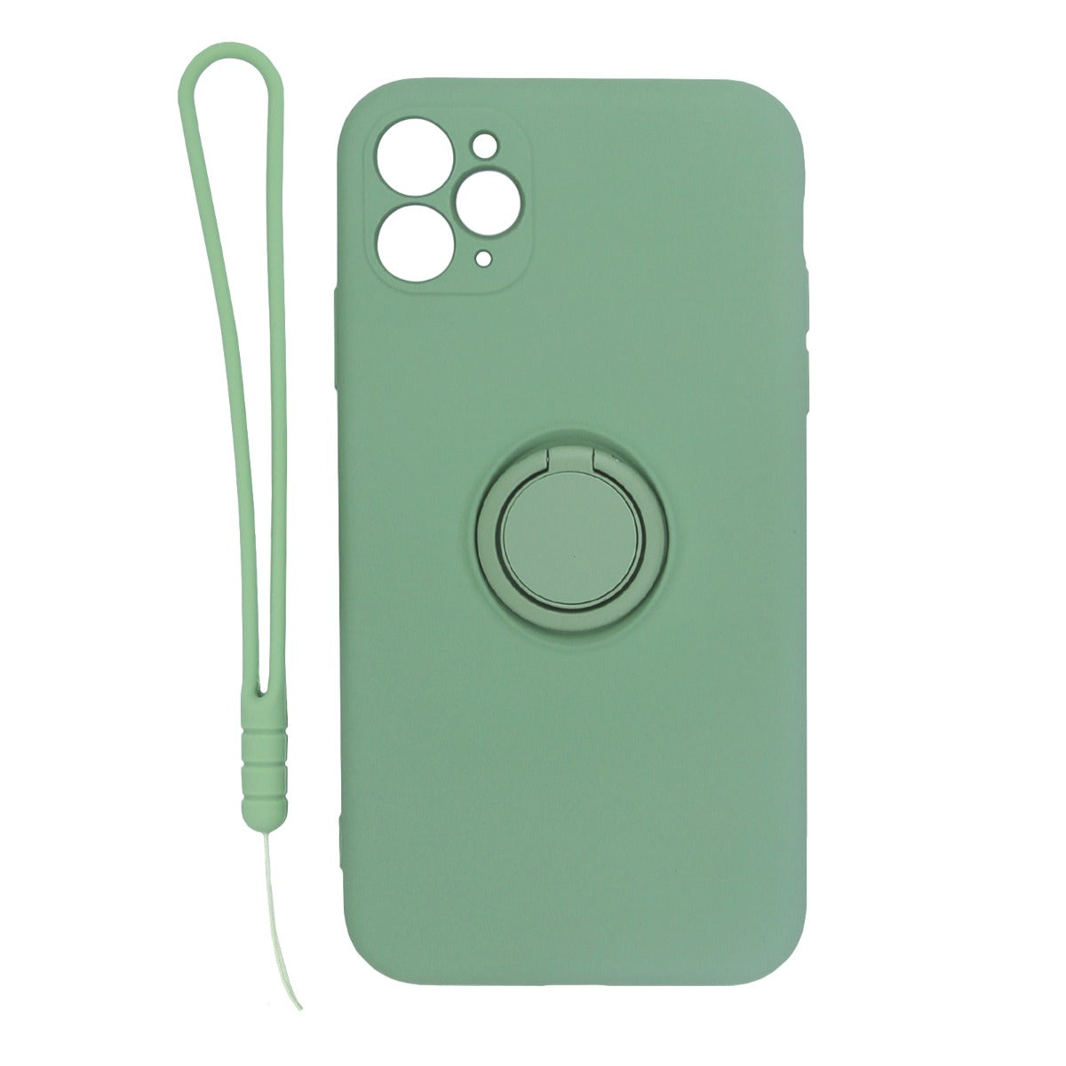 iPhone 11 Pro Silikonskal med Ringhållare och Handrem - Grön image 1