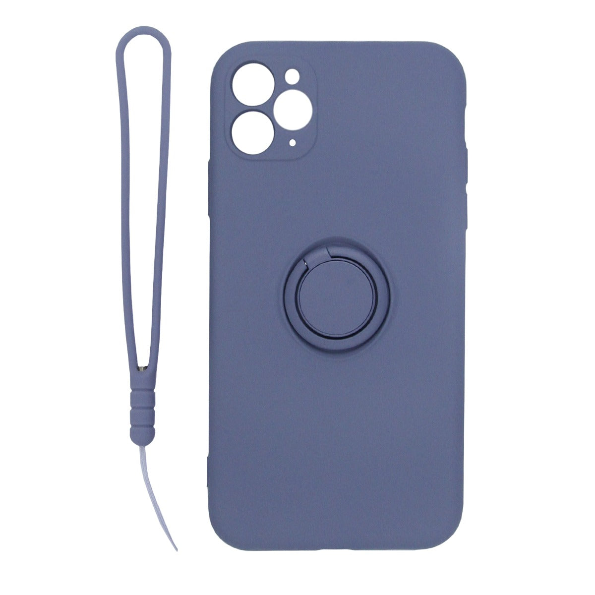 iPhone 11 Pro Max Silikonskal med Ringhållare och Handrem - Grå image 1