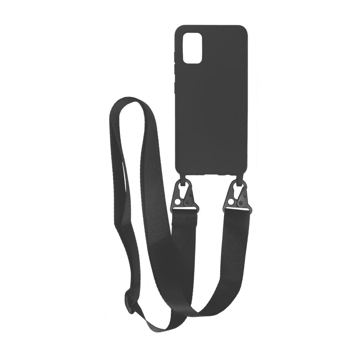 Samsung A41 Silikonskal med Rem/Halsband - Svart image 1