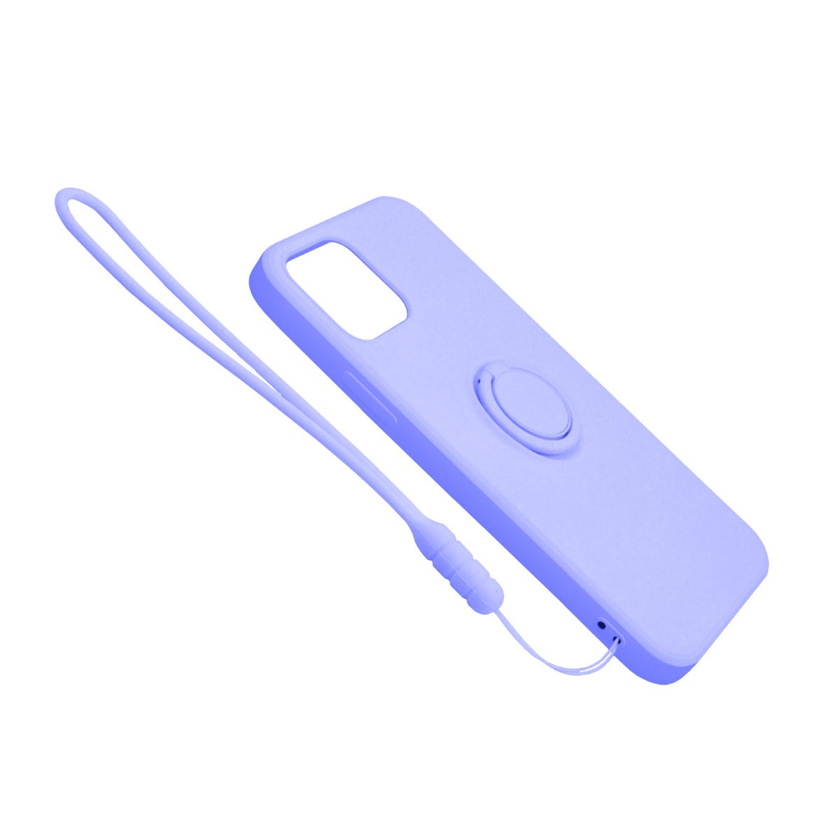 iPhone 12 Pro Max Silikonskal med Ringhållare och Handrem - Lila image 4