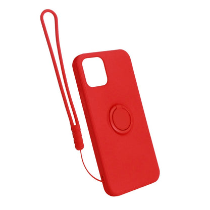 iPhone 12 Pro Max Silikonskal med Ringhållare och Handrem - Röd image 4