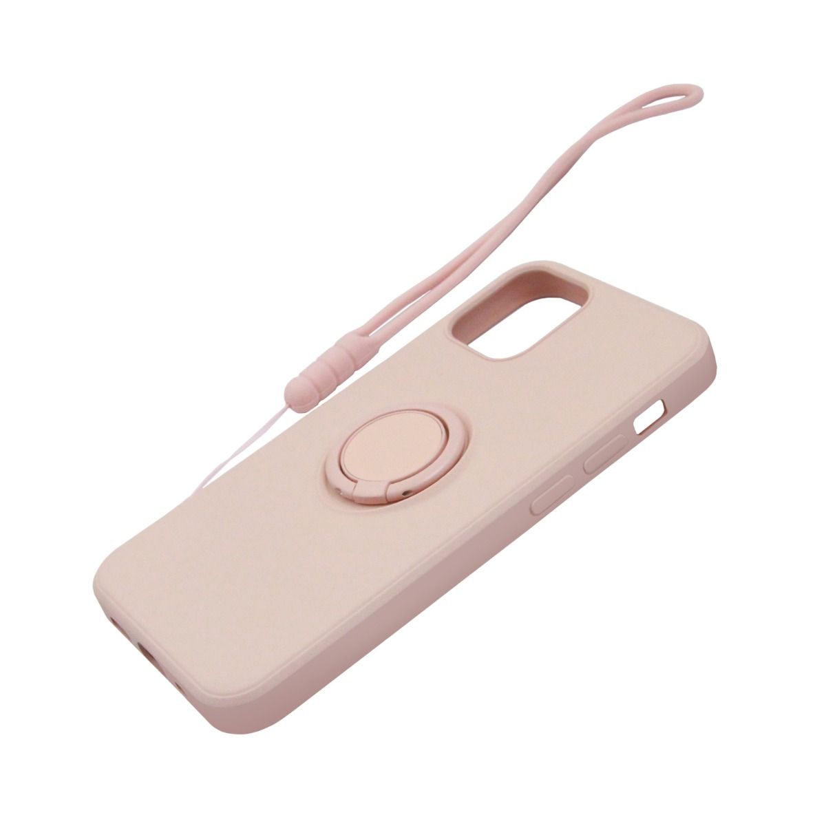 iPhone 12 Pro Max Silikonskal med Ringhållare och Handrem - Rosa image 3