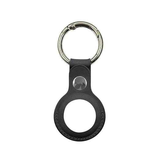 Apple Airtag Läderfodral Nyckelring - Svart image 1