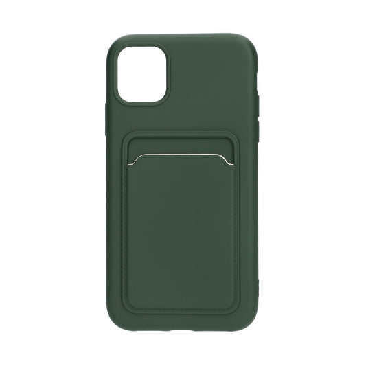 iPhone 11 Silikonskal med Korthållare - Militärgrön image 1