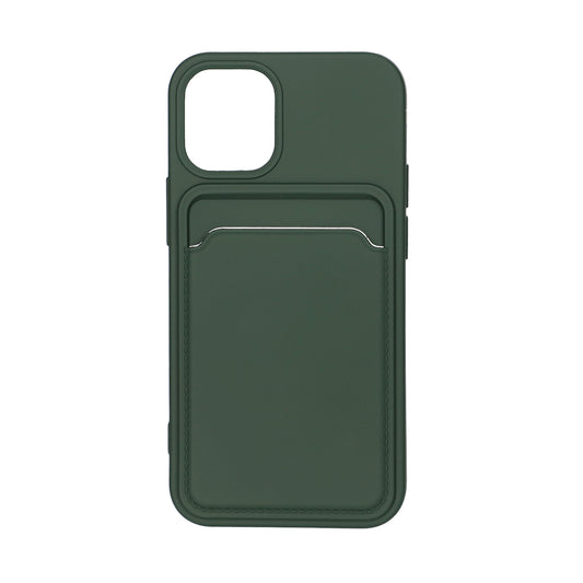 iPhone 12 Mini Silikonskal med Korthållare - Militärgrön image 1