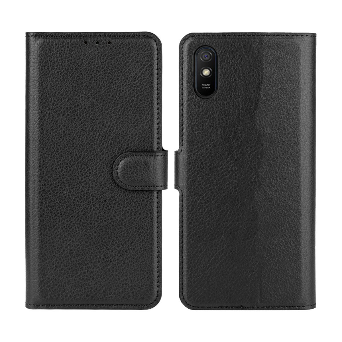 Xiaomi Redmi 9A Plånboksfodral med Stativ - Svart image 1