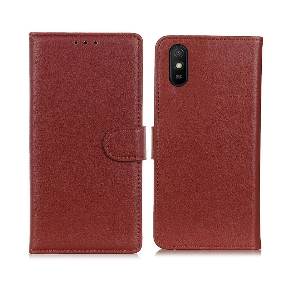 Xiaomi Redmi 9A Plånboksfodral med Stativ - Brun image 1
