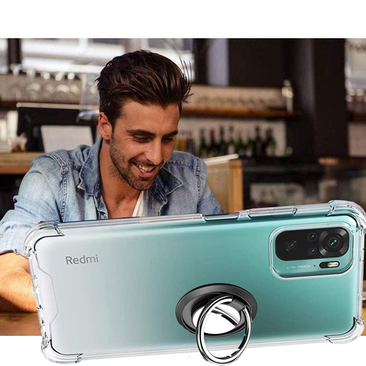 Stöttåligt Mobilskal Xiaomi Redmi Note 10S - Transparent image 4