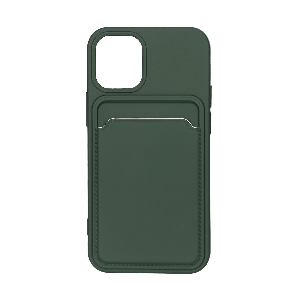iPhone 13 Mini Silikonskal med Korthållare - Militärgrön image 1