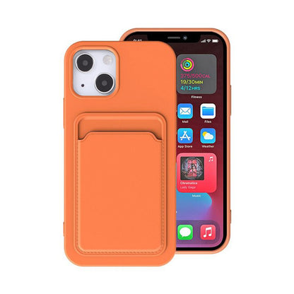iPhone 13 Silikonskal med Korthållare - Orange image 1