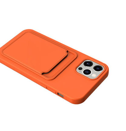 iPhone 13 Silikonskal med Korthållare - Orange image 4
