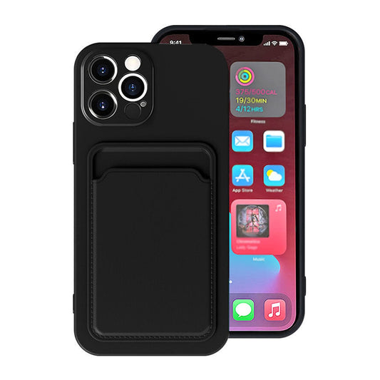 iPhone 13 Pro Silikonskal med Korthållare - Svart image 1