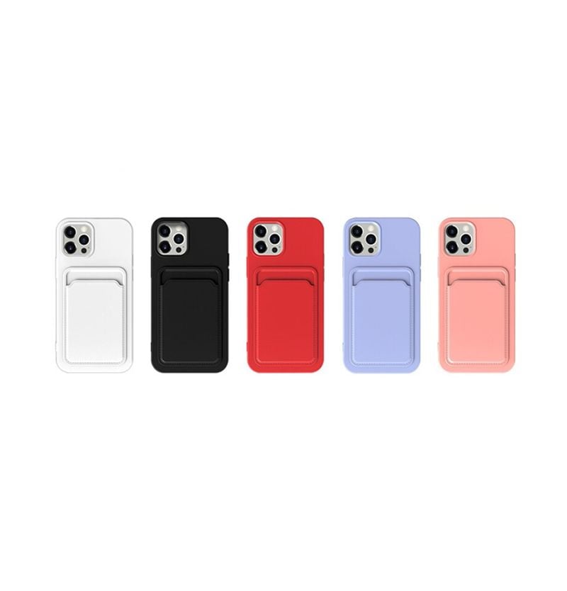 iPhone 13 Pro Silikonskal med Korthållare - Rosa image 3