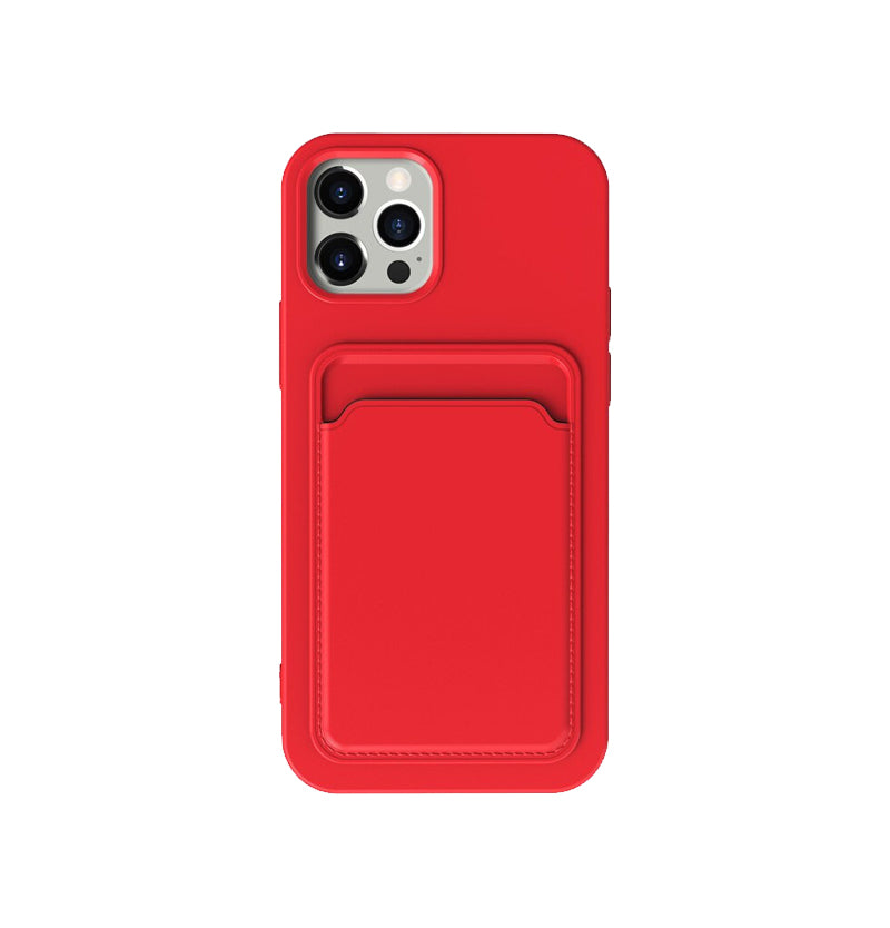 iPhone 13 Pro Silikonskal med Korthållare - Röd image 2