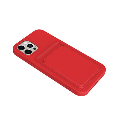 iPhone 13 Pro Silikonskal med Korthållare - Röd image 3