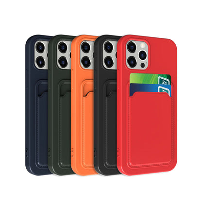 iPhone 13 Pro Silikonskal med Korthållare - Röd image 7