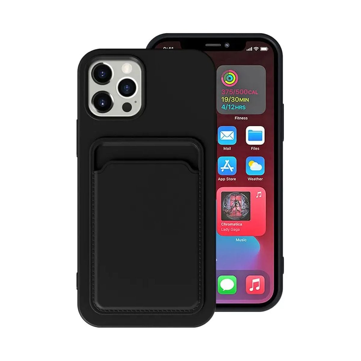 iPhone 13 Pro Max Silikonskal med Korthållare - Svart image 1