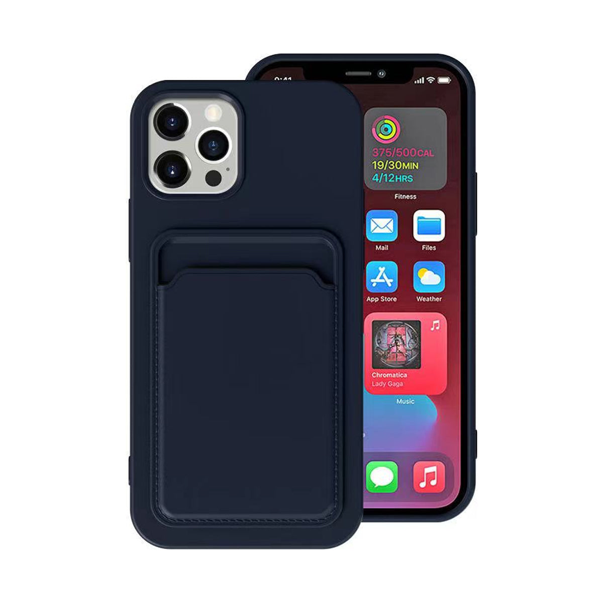 iPhone 13 Pro Max Silikonskal med Korthållare - Blå image 1