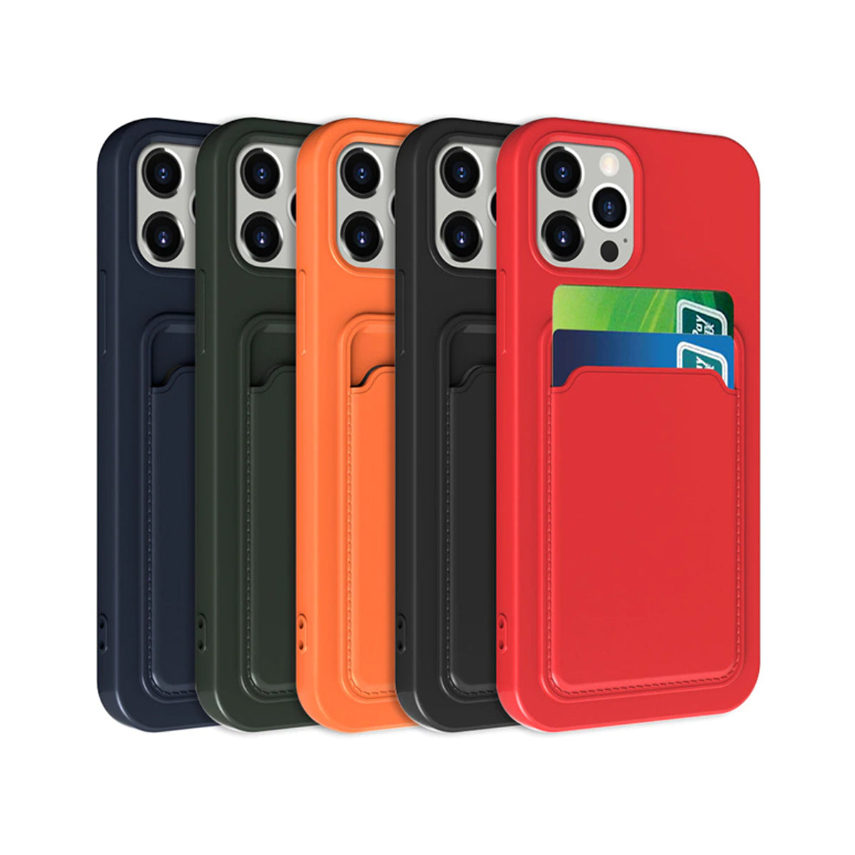 iPhone 13 Pro Max Silikonskal med Korthållare - Blå image 4
