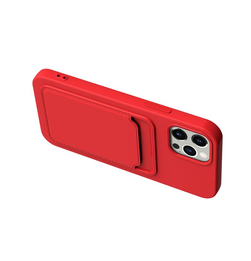 iPhone 13 Pro Max Silikonskal med Korthållare - Röd image 5