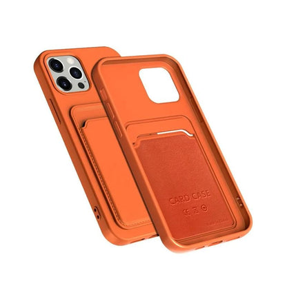 iPhone 13 Pro Max Silikonskal med Korthållare - Orange image 4