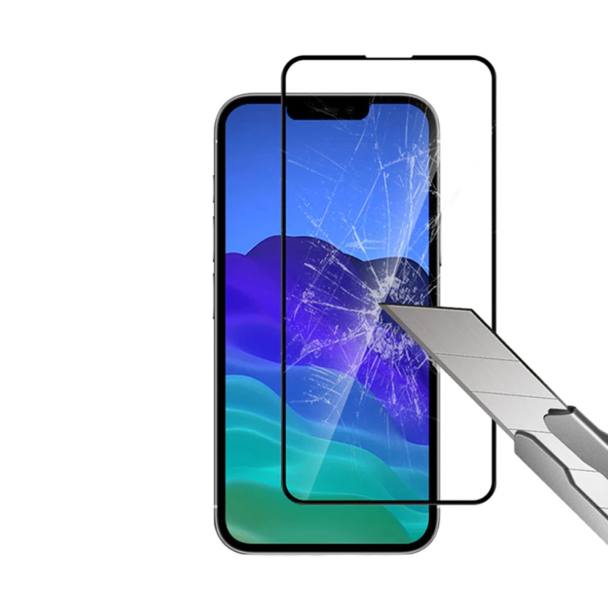 Skärmskydd iPhone 13 Pro Max/14 Plus - 3D Härdat Glas Svart (miljö) image 6