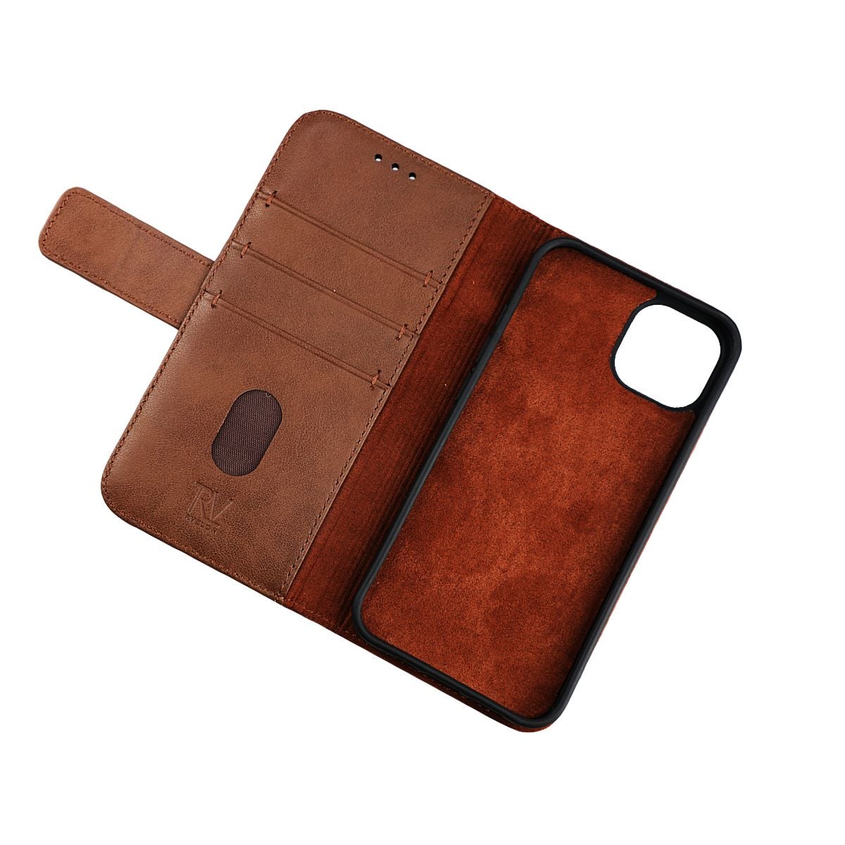 iPhone 13 Pro Max Plånboksfodral Läder Rvelon - Brun image 3