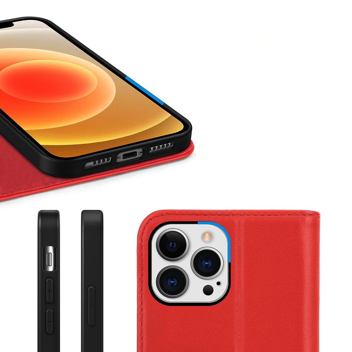 iPhone 13 Pro Plånboksfodral Läder Rvelon - Röd image 5