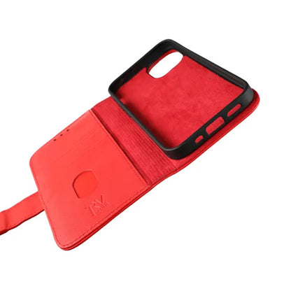 iPhone 12 Mini Plånboksfodral Läder Rvelon - Röd image 2