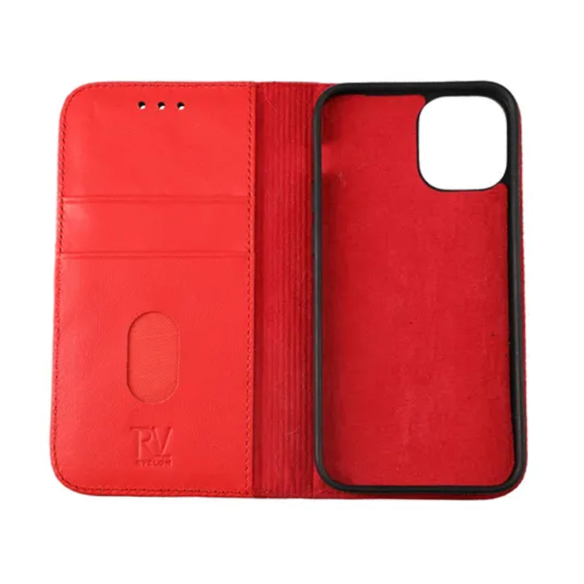iPhone 12 Mini Plånboksfodral Läder Rvelon - Röd image 3