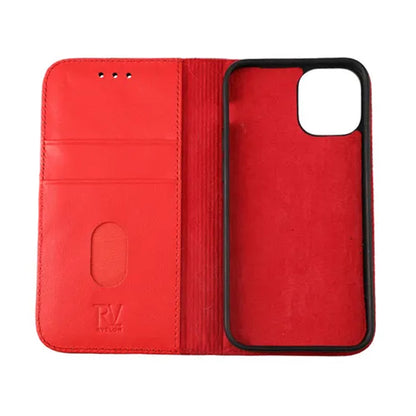 iPhone 12 Mini Plånboksfodral Läder Rvelon - Röd image 3