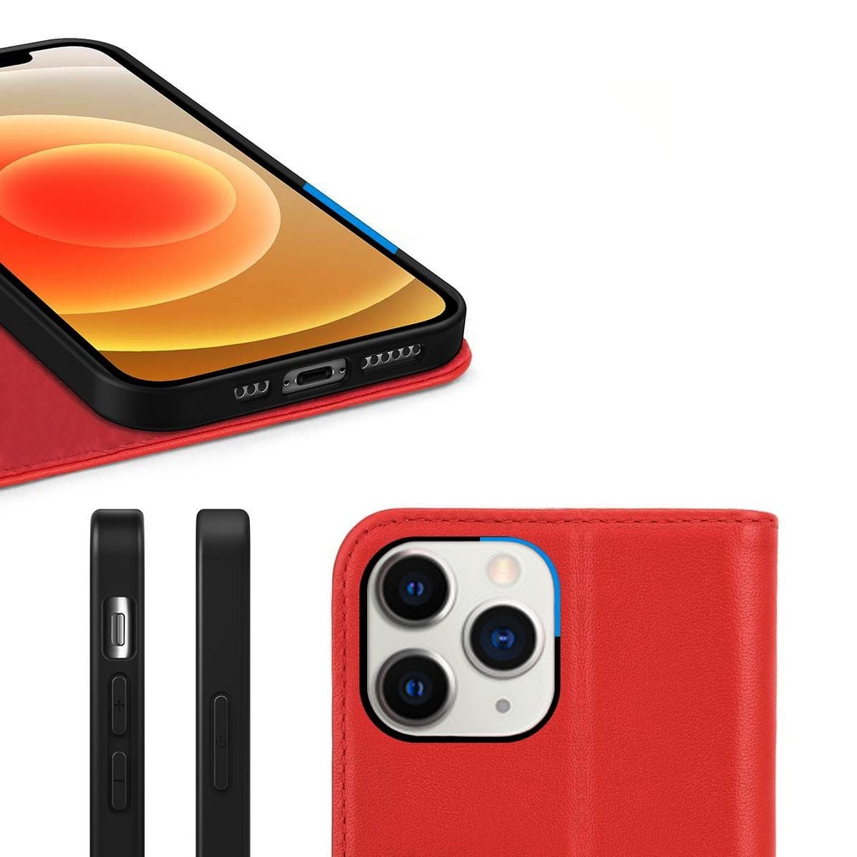 iPhone 11 Pro Plånboksfodral Läder Rvelon - Röd image 5