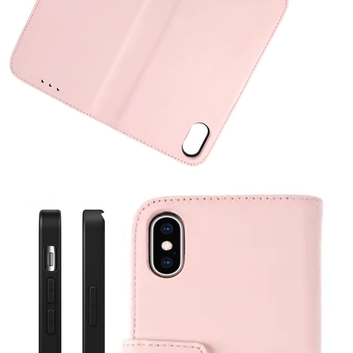 iPhone X/XS Plånboksfodral Läder Rvelon - Rosa image 5