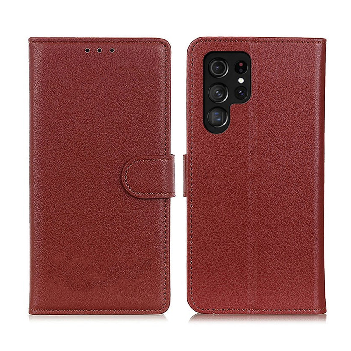 Samsung Galaxy S22 Ultra Plånboksfodral med Stativ - Brun image 1