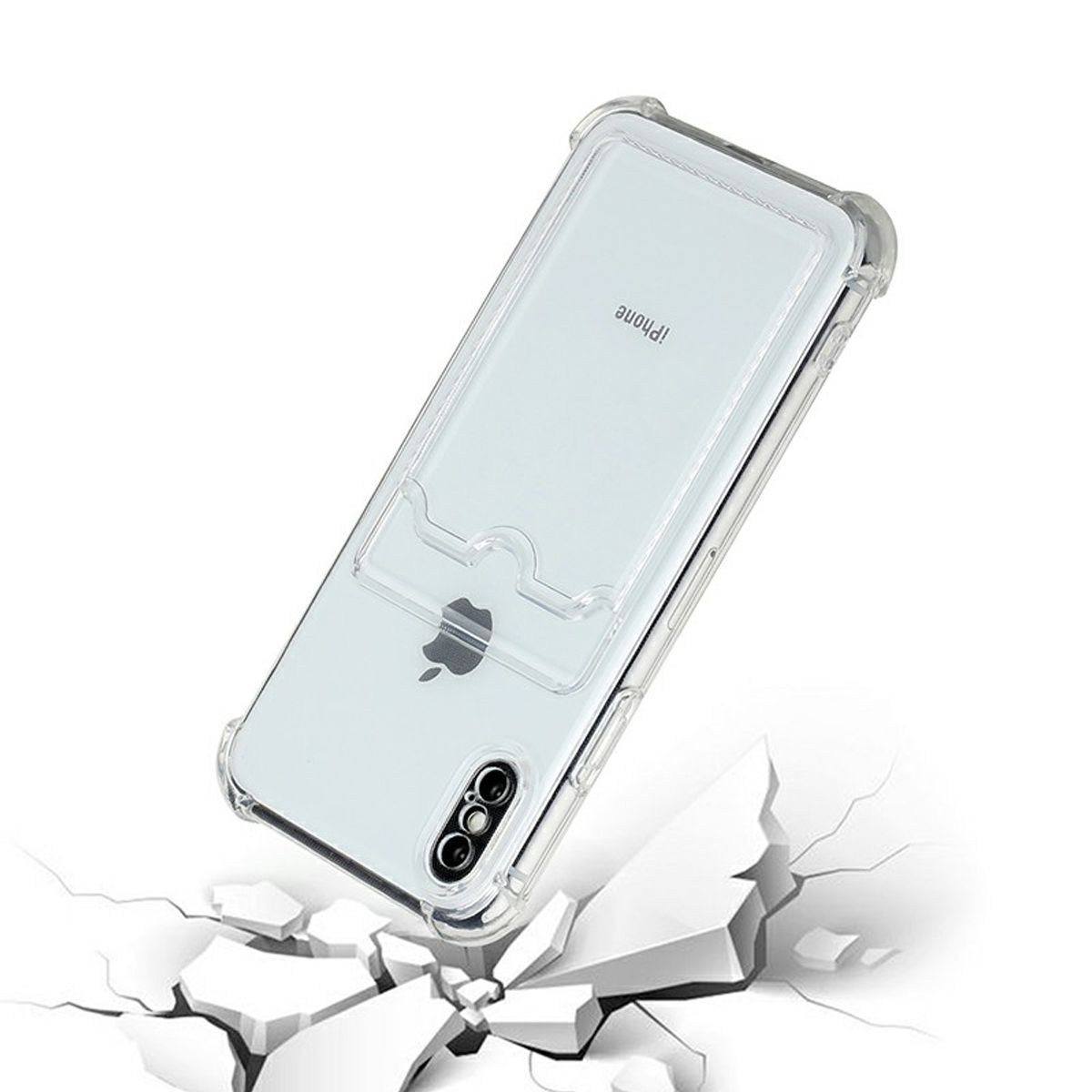 iPhone X/XS Stöttåligt Skal med Korthållare - Transparent image 4