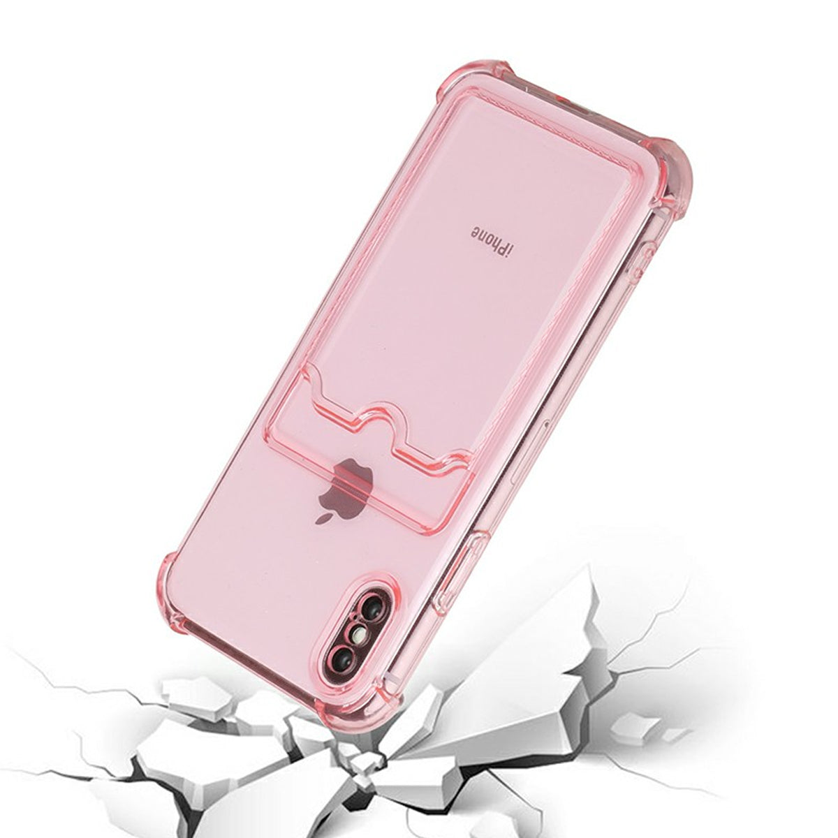 iPhone XS Max Stöttåligt Skal med Korthållare - Rosa image 4