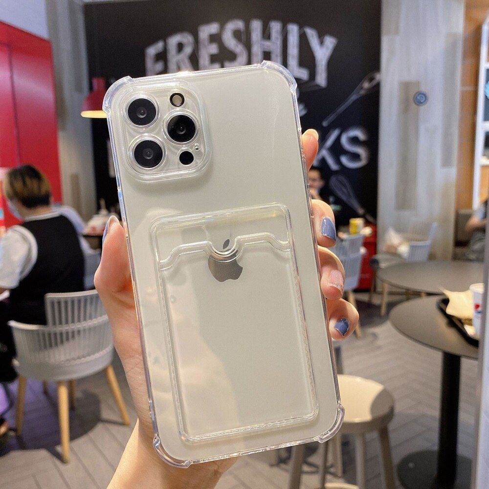 iPhone 13 Stöttåligt Skal med Korthållare - Transparent image 5