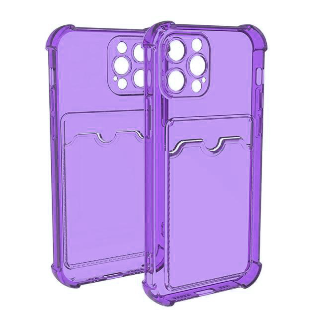 iPhone 13 Pro Stöttåligt Skal med Korthållare - Lila image 1
